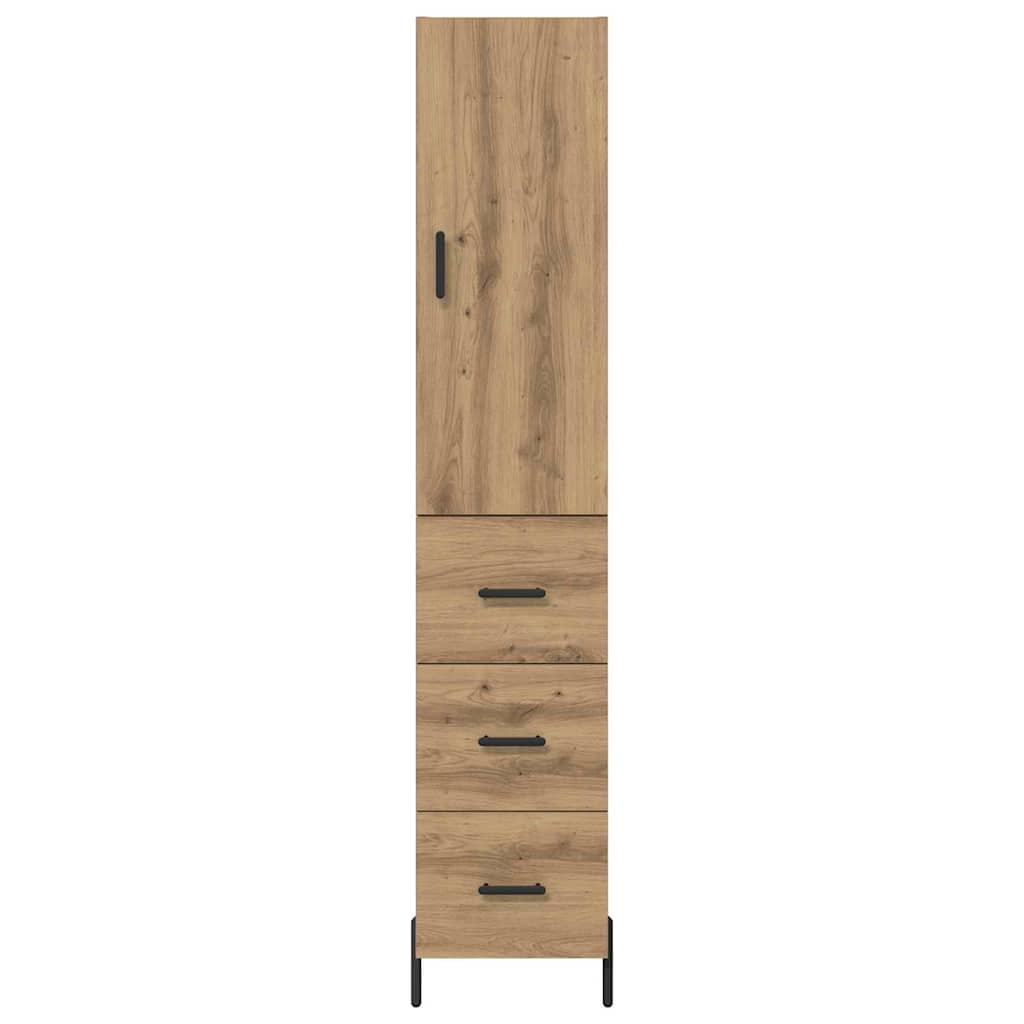 vidaXL Buffet haut chêne artisan 34,5 x 34 x 180 cm bois d'ingénierie