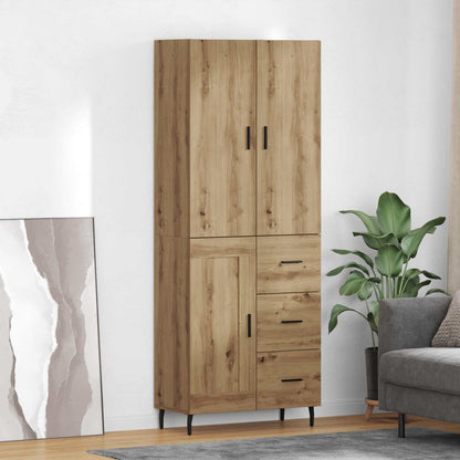 vidaXL Highboard 2 pcs Artisan-Eiche Engineered Wood und Glas