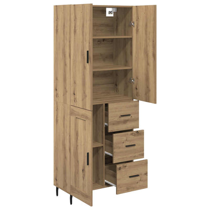 vidaXL Highboard 2 pcs Artisan-Eiche Engineered Wood und Glas