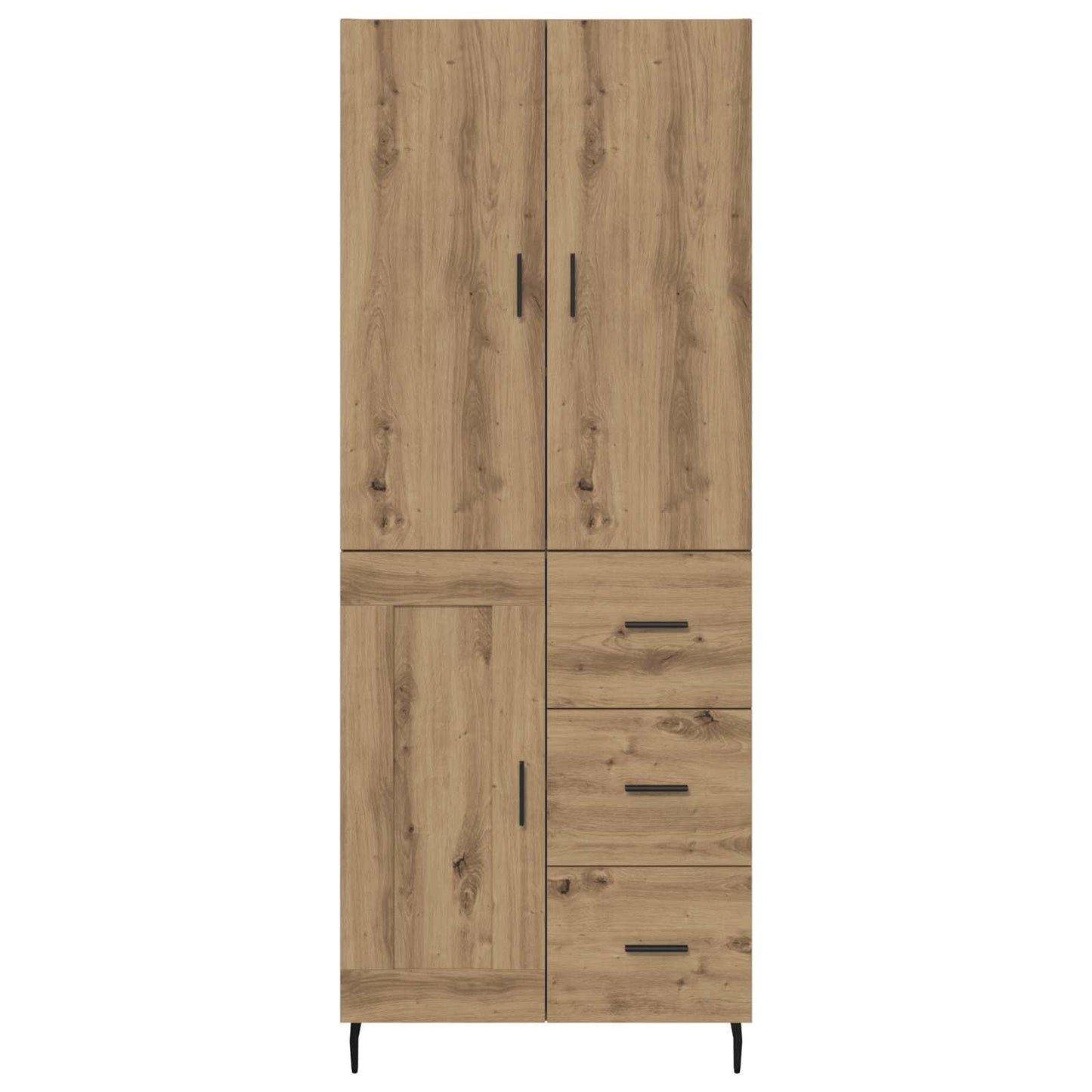 vidaXL Highboard 2 pcs Artisan-Eiche Engineered Wood und Glas