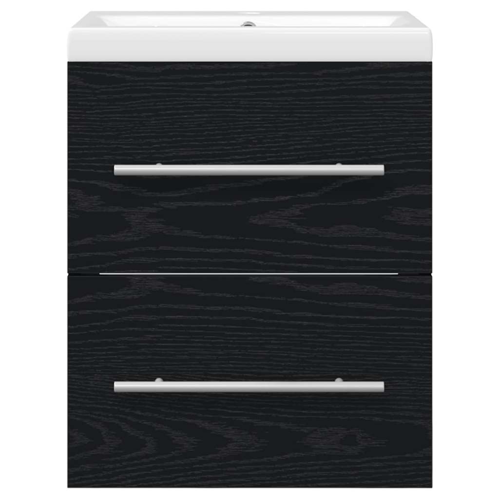 vidaXL Waschbeckenschrank mit Schubladen Schwarz 42 x 39 x 52 cm