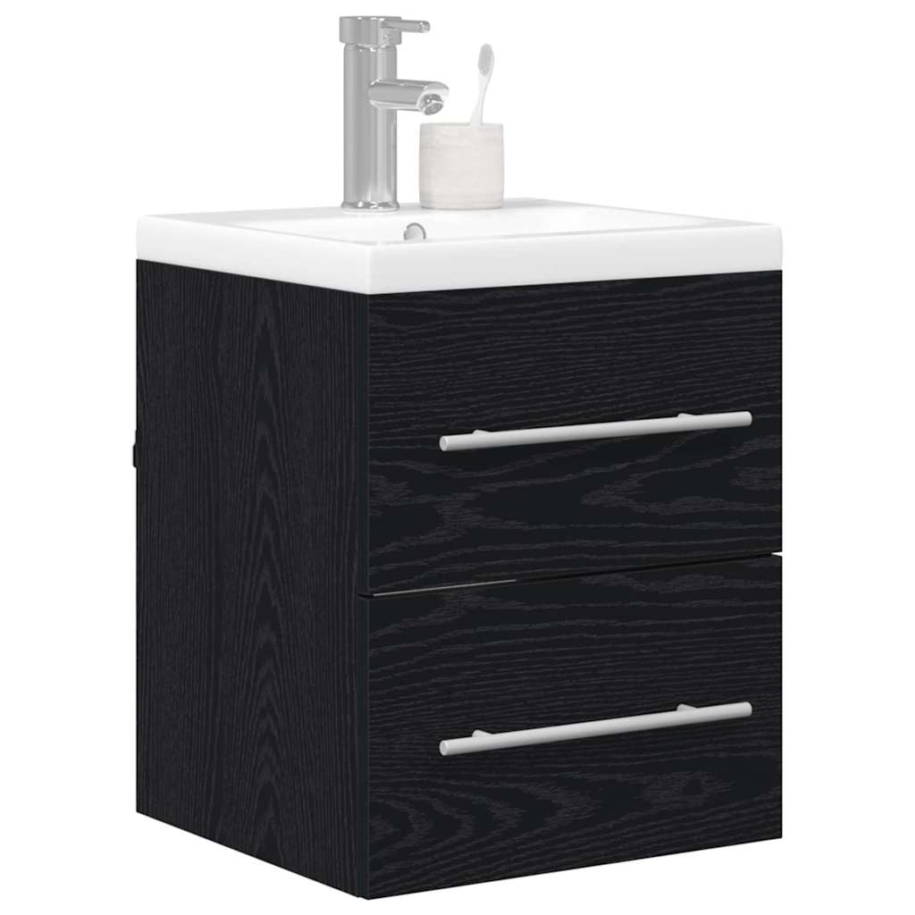 vidaXL Waschbeckenschrank mit Schubladen Schwarz 42 x 39 x 52 cm