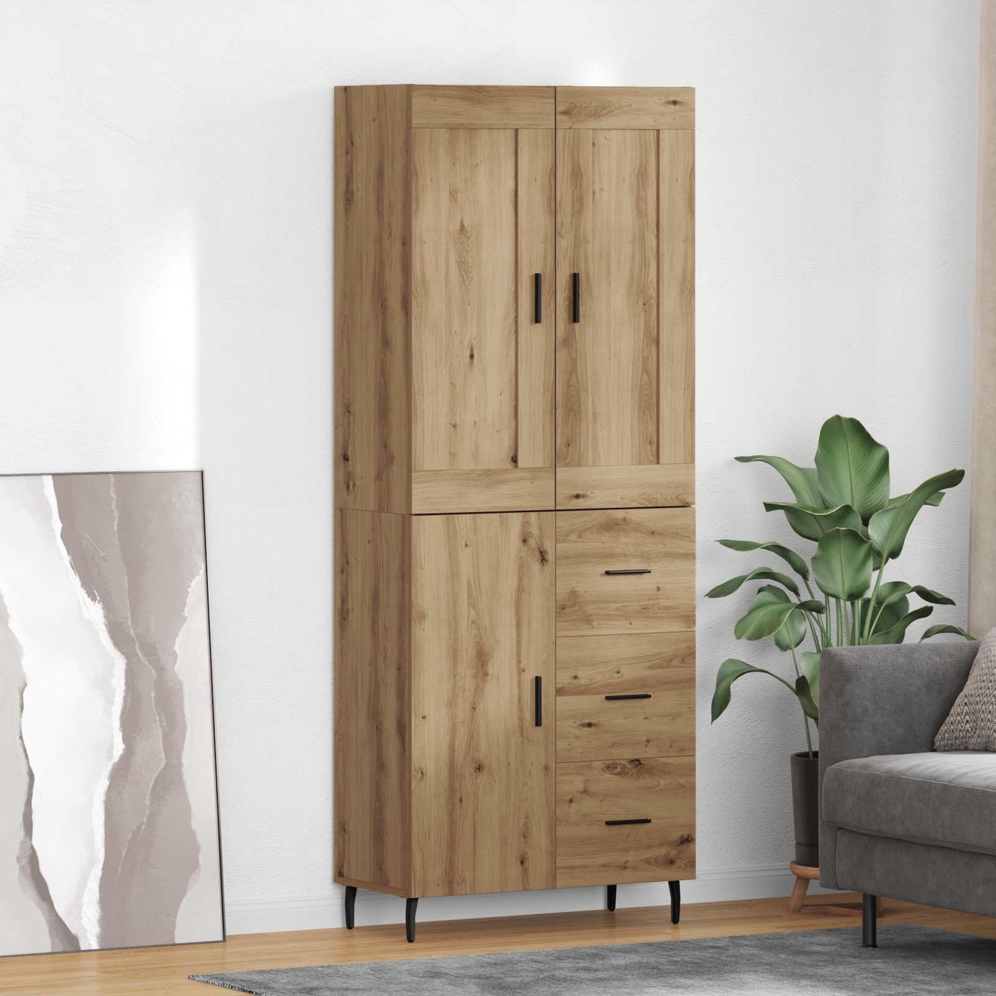 vidaXL Highboard mit Schubladen 2 pcs Artisan-Eiche Holzwerkstoff