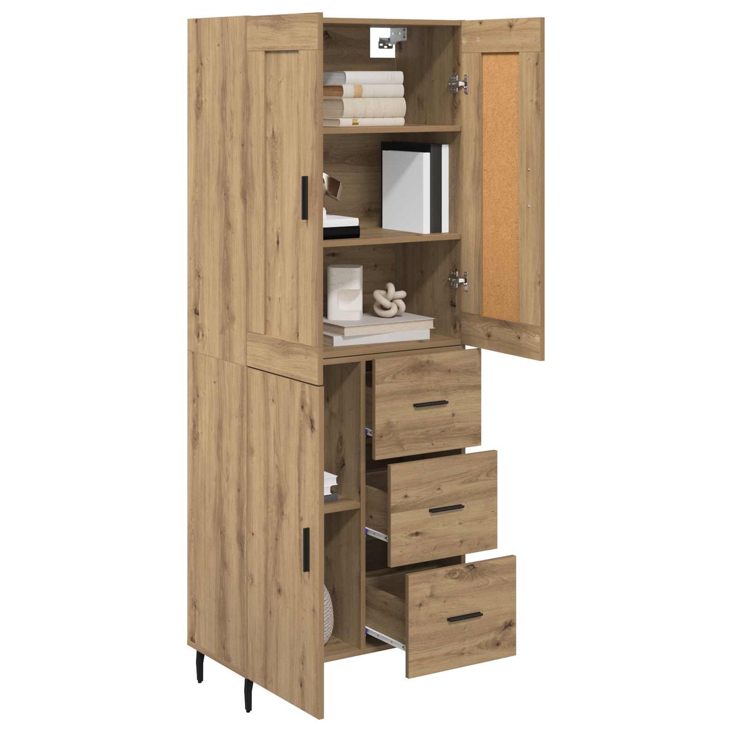 vidaXL Highboard mit Schubladen 2 pcs Artisan-Eiche Holzwerkstoff