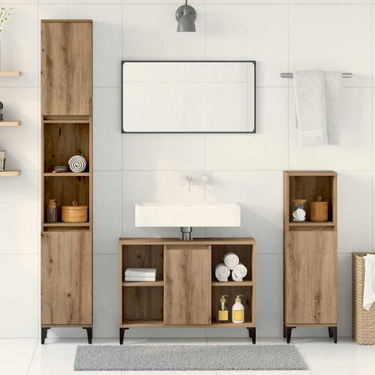 vidaXL Badezimmermöbel-Set mit Regal 3 pcs Artisan-Eiche Holzwerkstoff