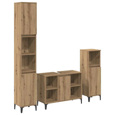 vidaXL Badezimmermöbel-Set mit Regal 3 pcs Artisan-Eiche Holzwerkstoff