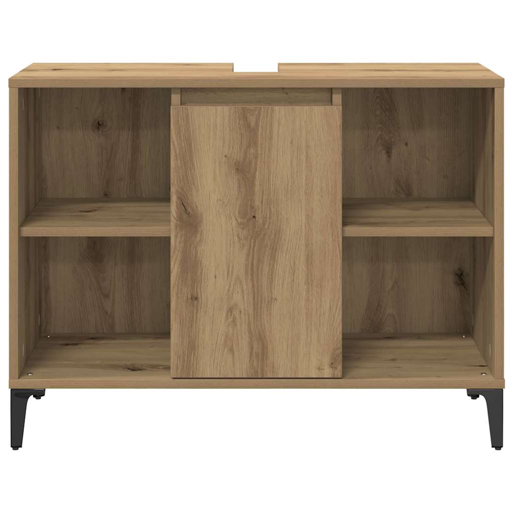 vidaXL Badezimmermöbel-Set mit Regal 3 pcs Artisan-Eiche Holzwerkstoff