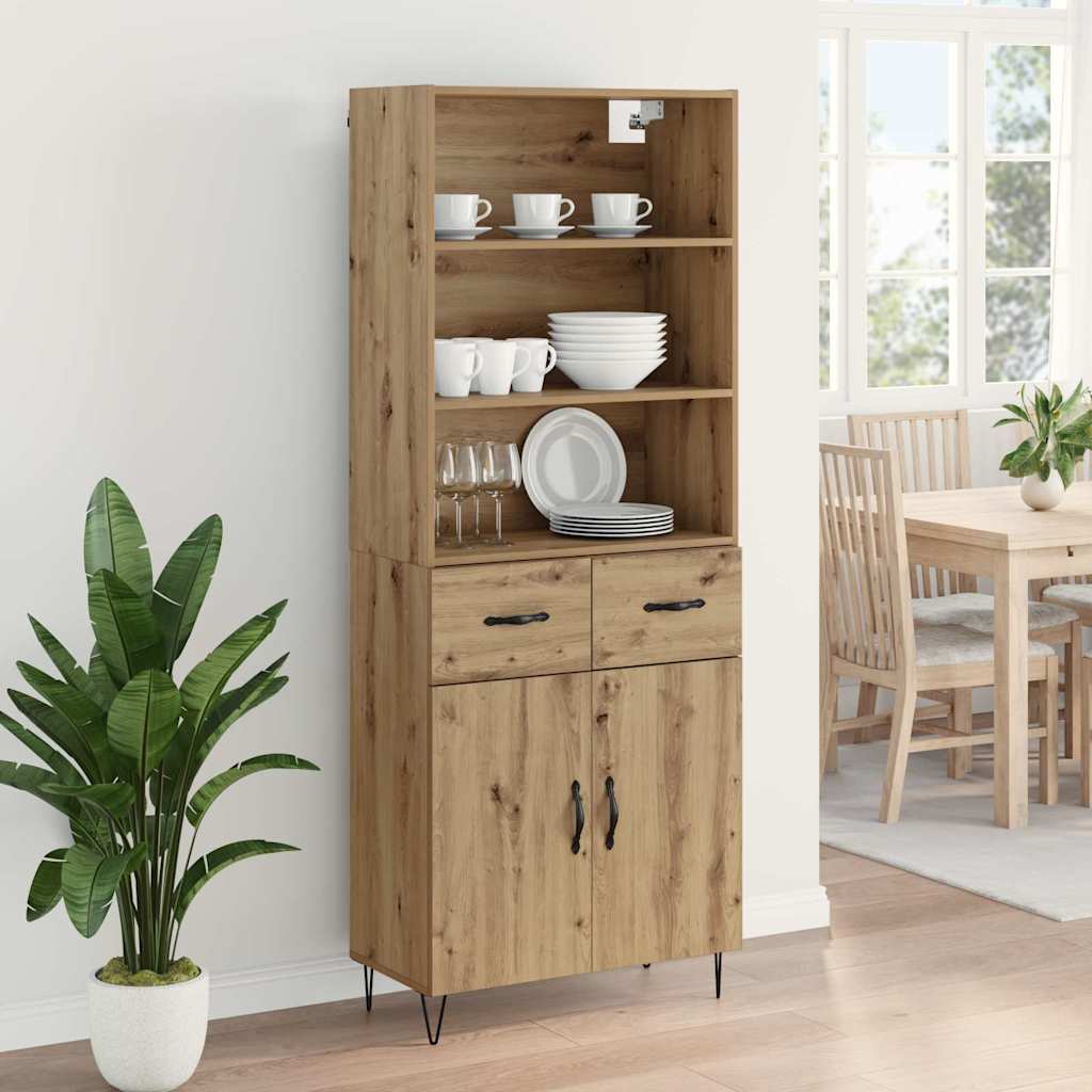 vidaXL Highboard mit Schubladen 2 pcs Artisan-Eiche Holzwerkstoff