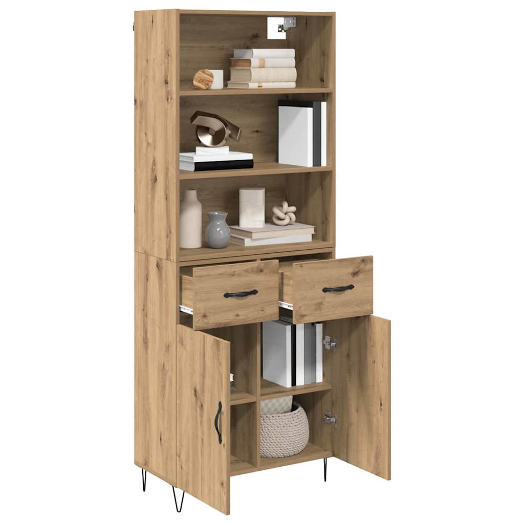 vidaXL Highboard mit Schubladen 2 pcs Artisan-Eiche Holzwerkstoff