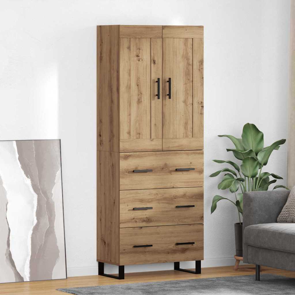 vidaXL Buffet haut chêne artisan 69,5 x 34 x 180 cm bois d'ingénierie