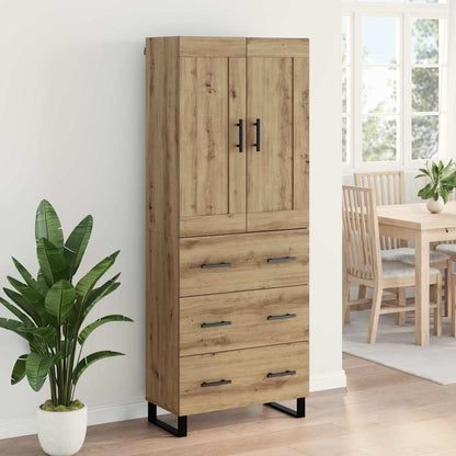 vidaXL Buffet haut chêne artisan 69,5 x 34 x 180 cm bois d'ingénierie