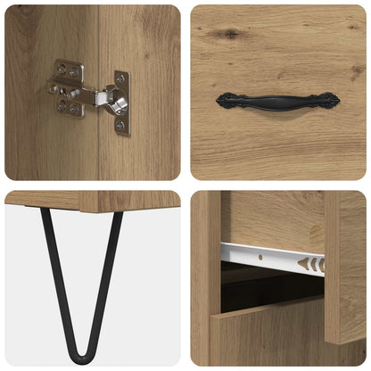 vidaXL Highboard 2 pcs Artisan-Eiche Ingenieurholz und Glas
