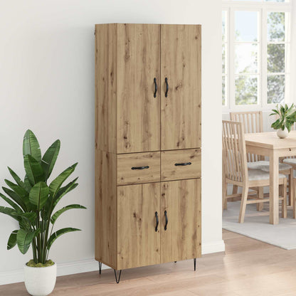 vidaXL Highboard 2 pcs Artisan-Eiche Ingenieurholz und Glas