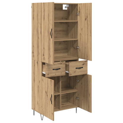 vidaXL Highboard 2 pcs Artisan-Eiche Ingenieurholz und Glas