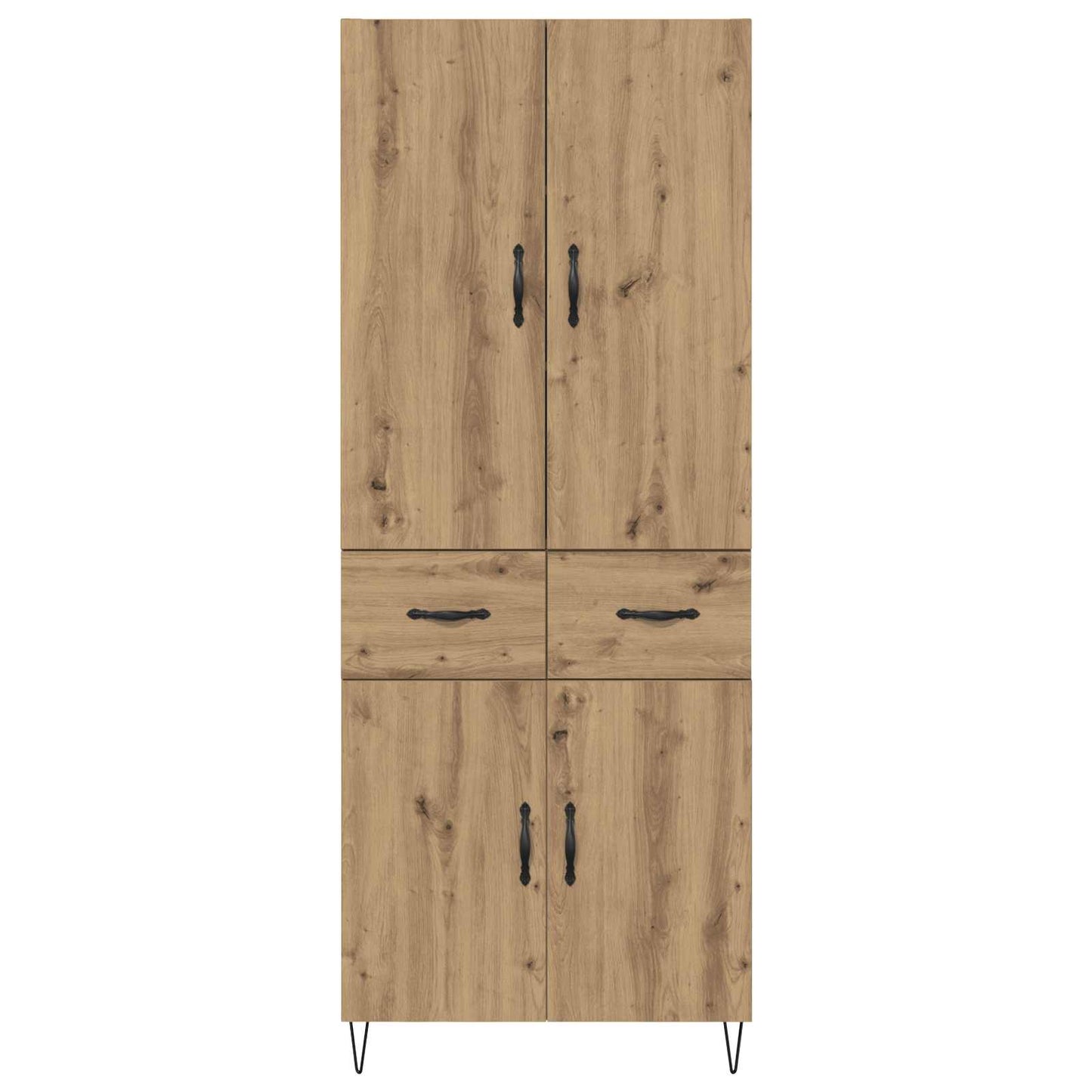 vidaXL Highboard 2 pcs Artisan-Eiche Ingenieurholz und Glas