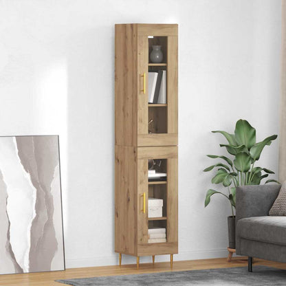 vidaXL Highboard 2 pcs Artisan-Eiche Glas