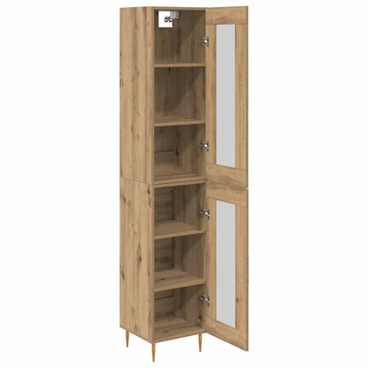vidaXL Highboard 2 pcs Artisan-Eiche Glas