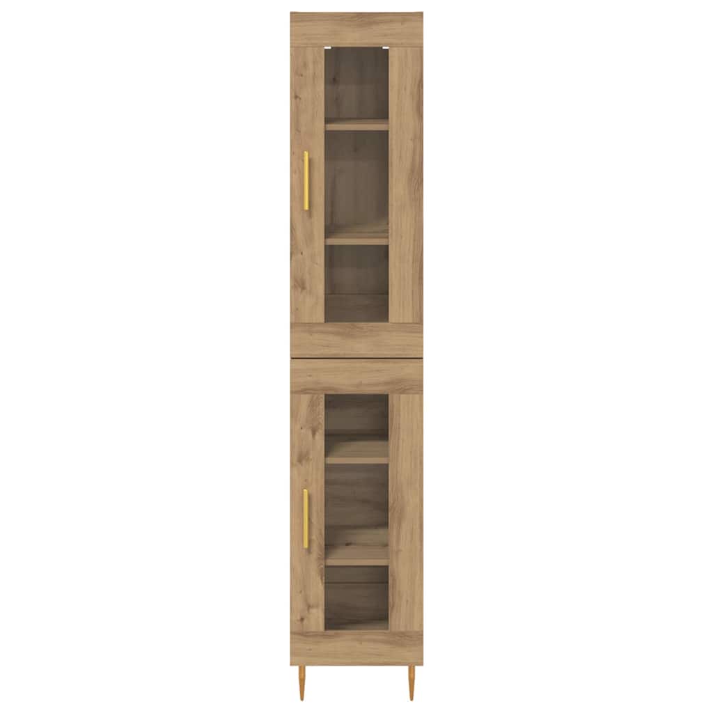 vidaXL Highboard 2 pcs Artisan-Eiche Glas