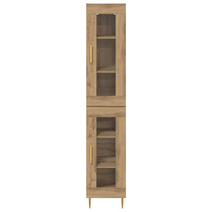 vidaXL Highboard 2 pcs Artisan-Eiche Glas