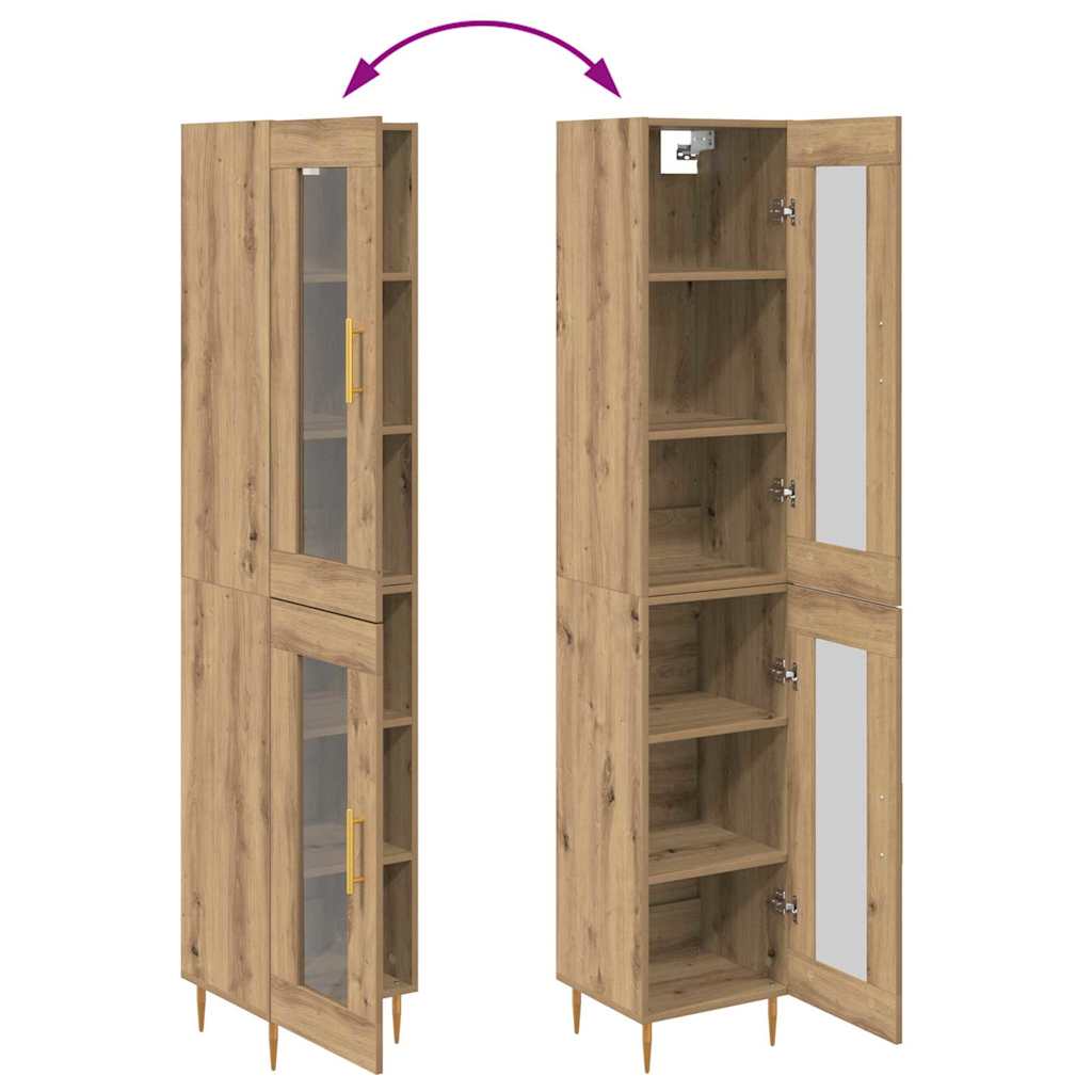 vidaXL Highboard 2 pcs Artisan-Eiche Glas