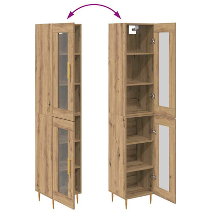vidaXL Highboard 2 pcs Artisan-Eiche Glas