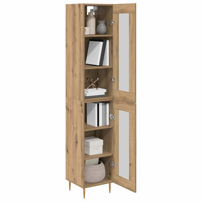 vidaXL Highboard 2 pcs Artisan-Eiche Glas