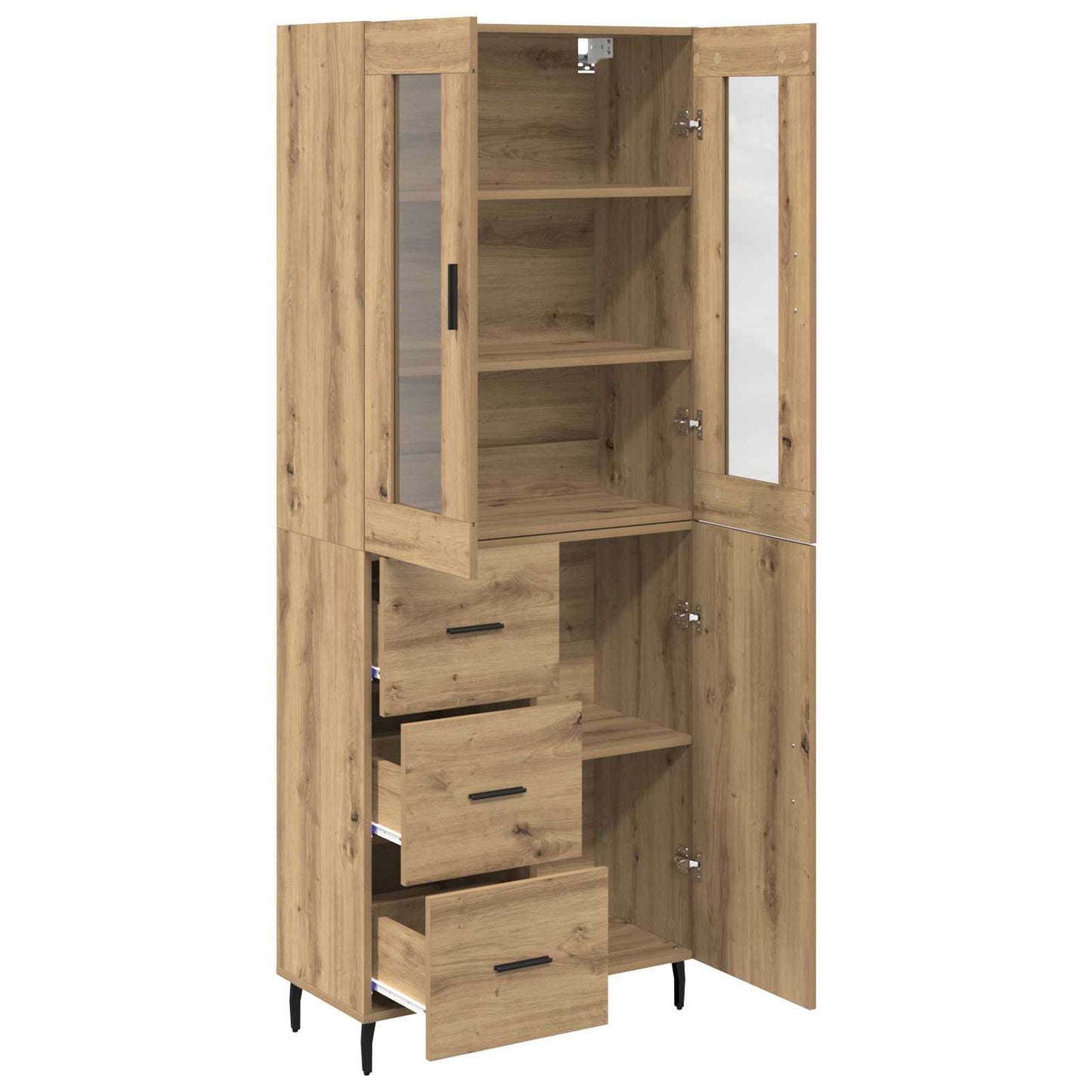 Highboard mit Schubladen 2 pcs Artisan-Eiche Holzwerkstoff