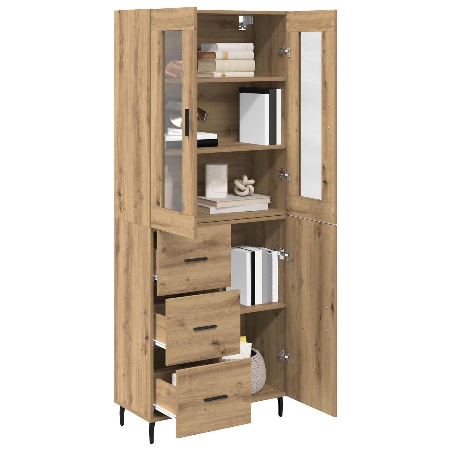 Highboard mit Schubladen 2 pcs Artisan-Eiche Holzwerkstoff