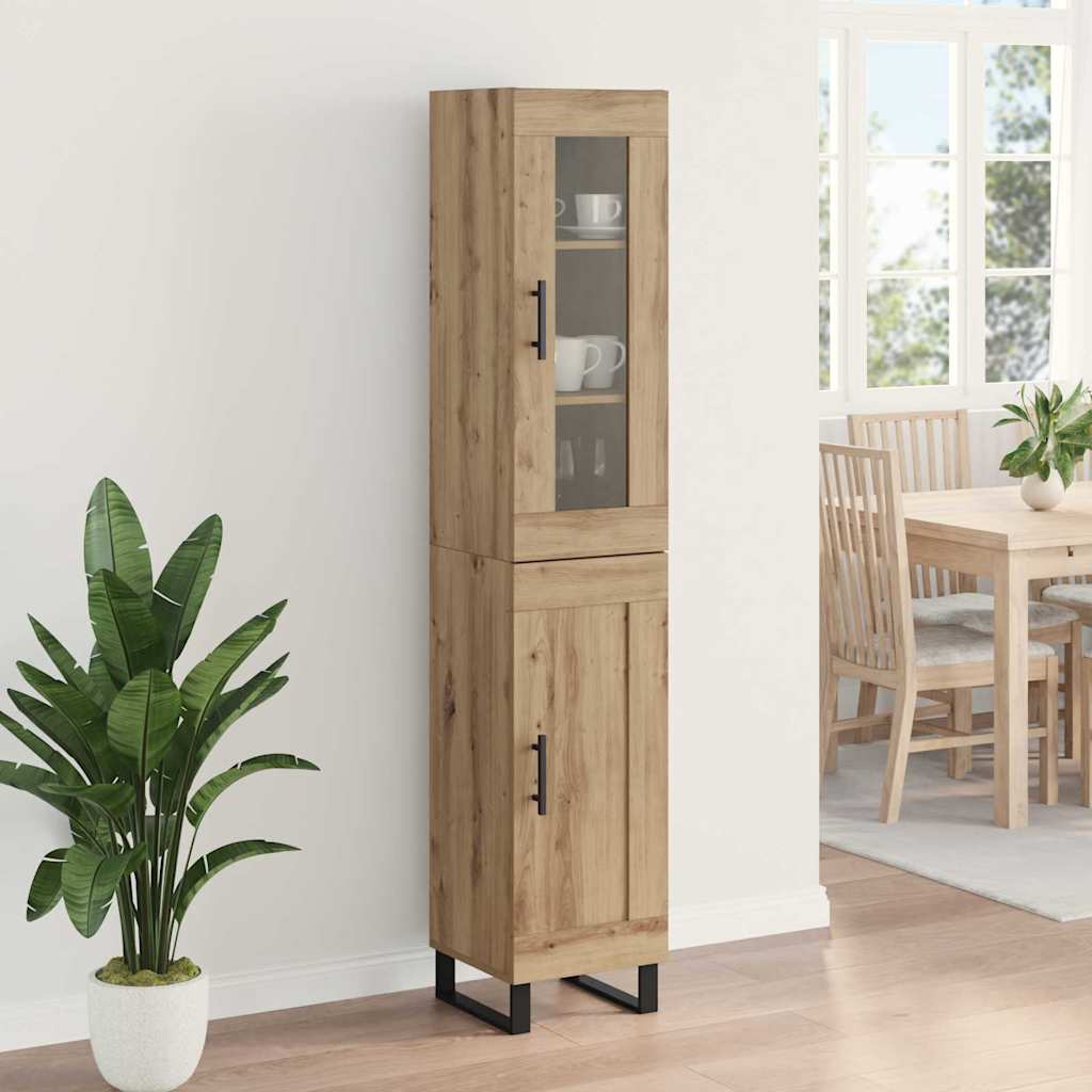 vidaXL Buffet haut chêne artisan 34,5 x 34 x 180 cm bois d'ingénierie