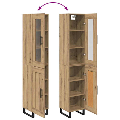 vidaXL Buffet haut chêne artisan 34,5 x 34 x 180 cm bois d'ingénierie