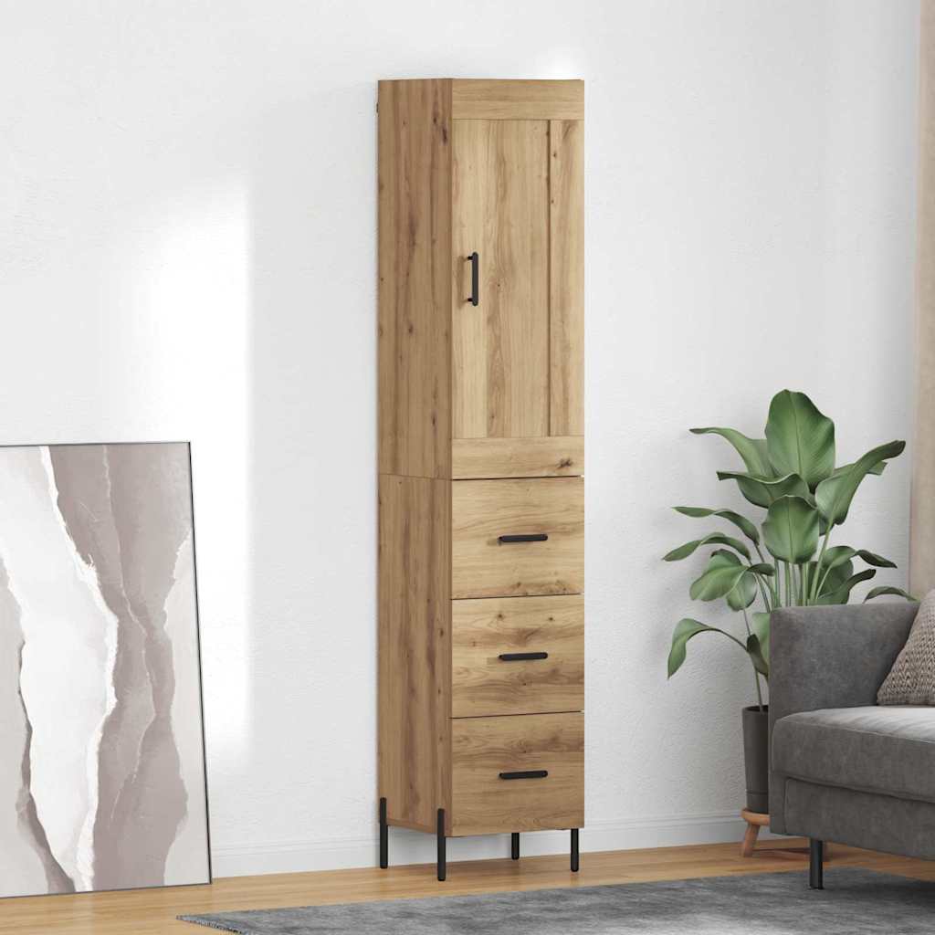 vidaXL Buffet haut chêne artisan 34,5 x 34 x 180 cm bois d'ingénierie