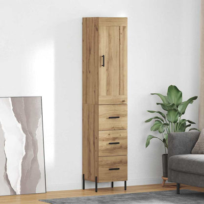 vidaXL Buffet haut chêne artisan 34,5 x 34 x 180 cm bois d'ingénierie