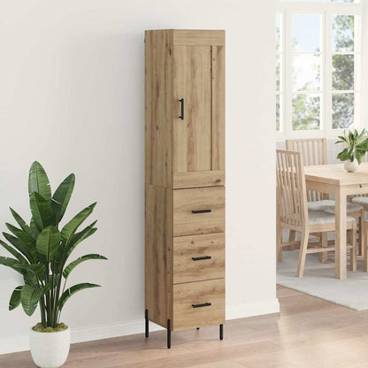 vidaXL Buffet haut chêne artisan 34,5 x 34 x 180 cm bois d'ingénierie