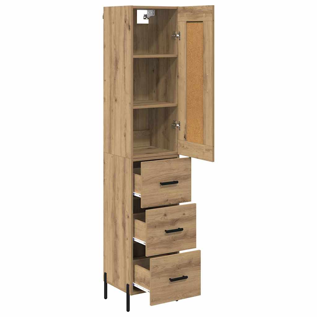 vidaXL Buffet haut chêne artisan 34,5 x 34 x 180 cm bois d'ingénierie