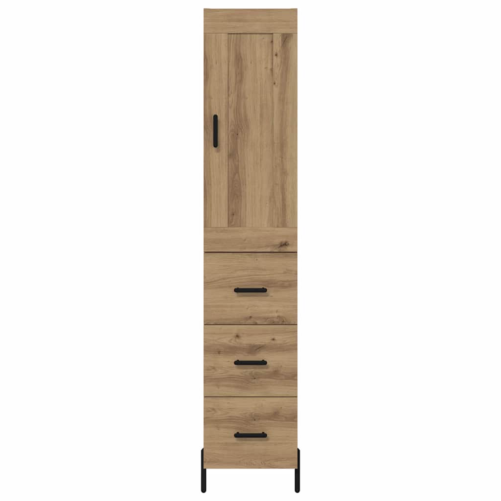 vidaXL Buffet haut chêne artisan 34,5 x 34 x 180 cm bois d'ingénierie