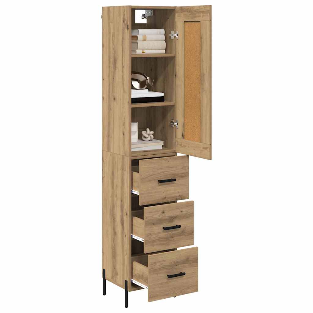 vidaXL Buffet haut chêne artisan 34,5 x 34 x 180 cm bois d'ingénierie