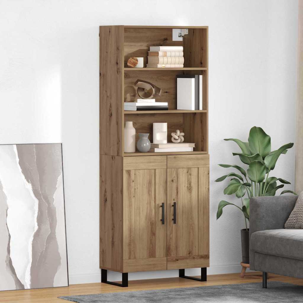 vidaXL Highboard Artisan-Eiche 69,5 x 34 x 180 cm Holzwerkstoff