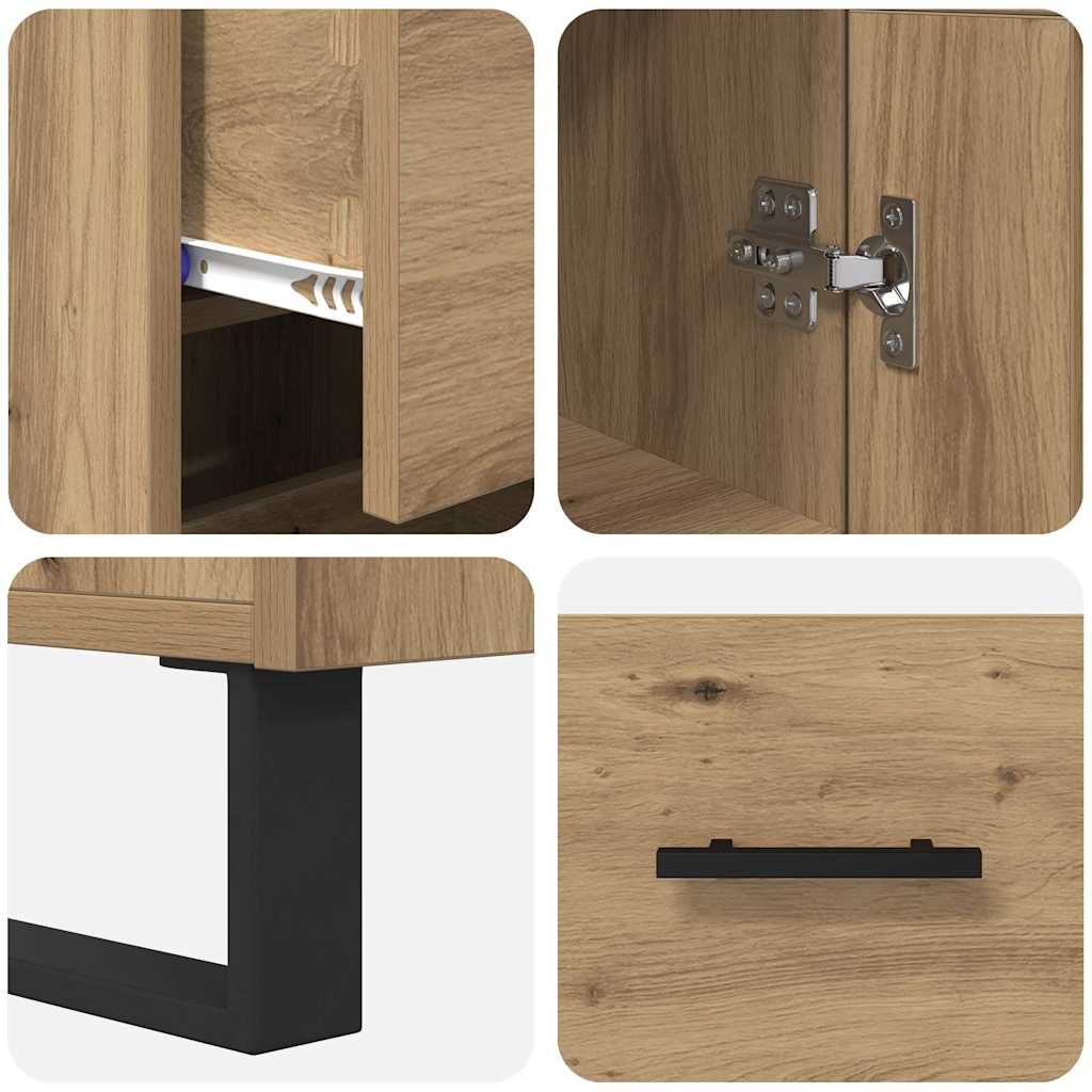 vidaXL Buffet haut chêne artisan 34,5 x 34 x 180 cm bois d'ingénierie