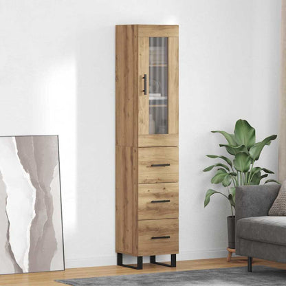vidaXL Buffet haut chêne artisan 34,5 x 34 x 180 cm bois d'ingénierie