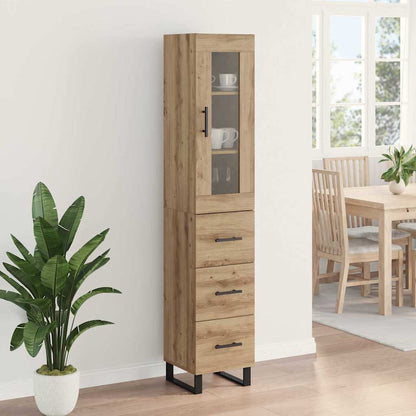 vidaXL Buffet haut chêne artisan 34,5 x 34 x 180 cm bois d'ingénierie