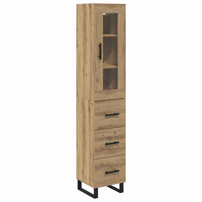 vidaXL Buffet haut chêne artisan 34,5 x 34 x 180 cm bois d'ingénierie