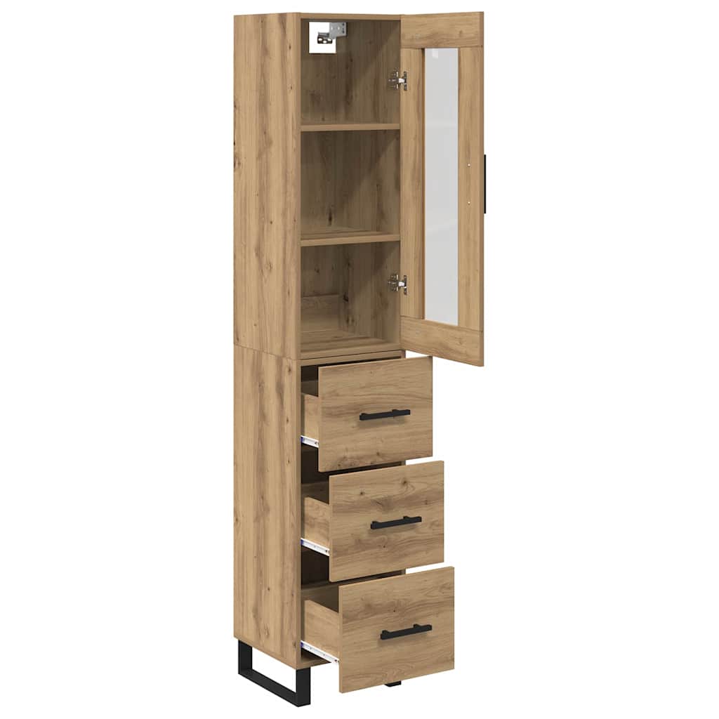vidaXL Buffet haut chêne artisan 34,5 x 34 x 180 cm bois d'ingénierie