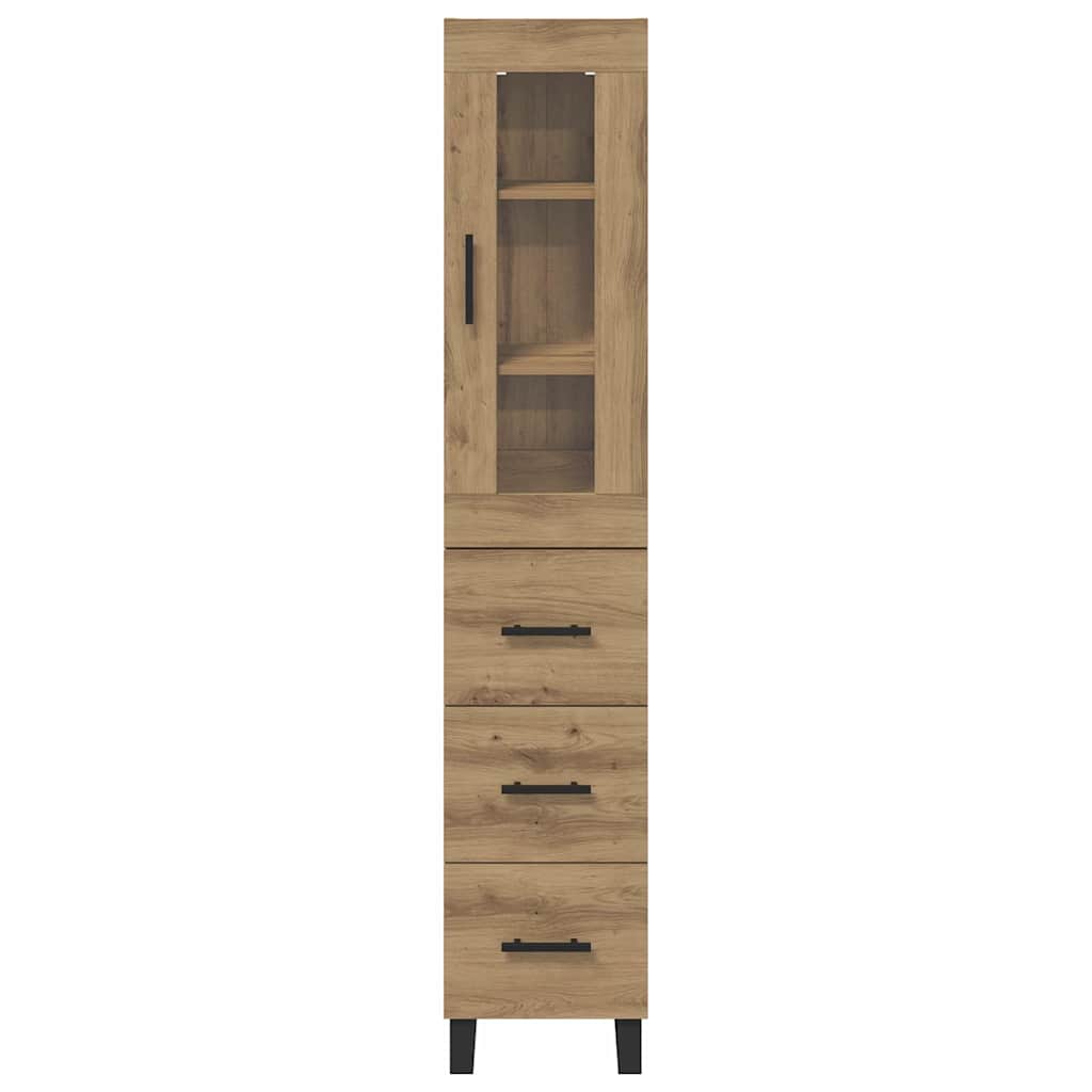 vidaXL Buffet haut chêne artisan 34,5 x 34 x 180 cm bois d'ingénierie