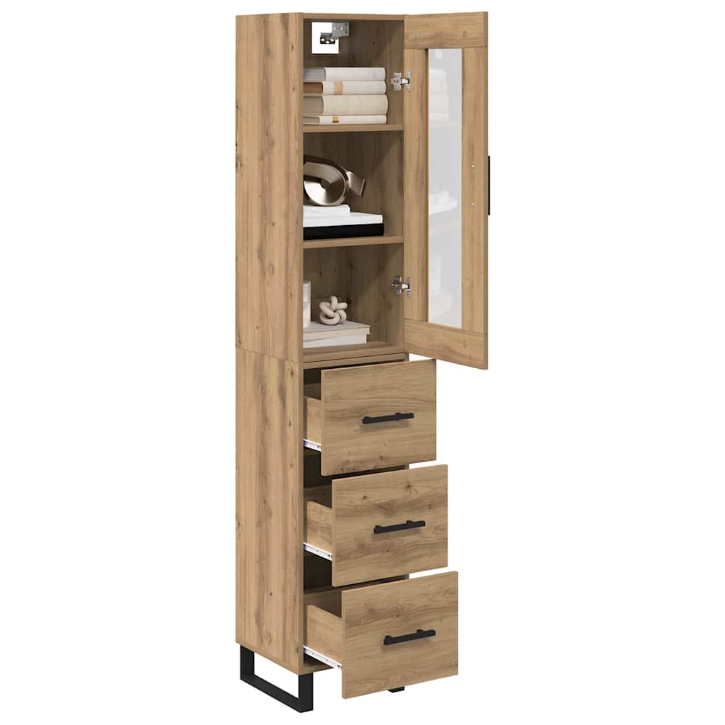 vidaXL Buffet haut chêne artisan 34,5 x 34 x 180 cm bois d'ingénierie