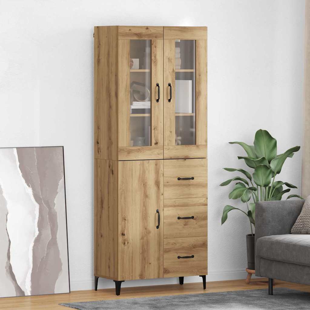 vidaXL Bahut chêne artisan 69,5 x 34 x 180 cm bois d'ingénierie