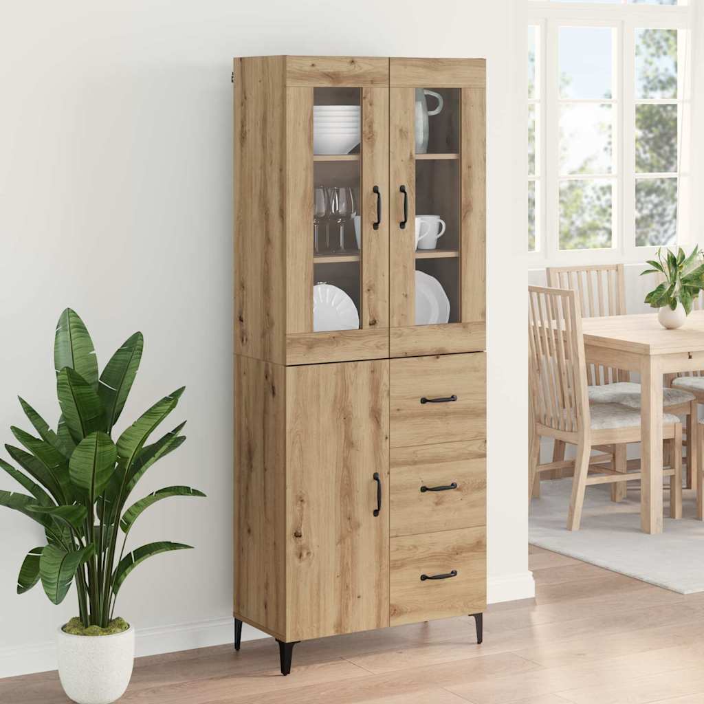 vidaXL Bahut chêne artisan 69,5 x 34 x 180 cm bois d'ingénierie