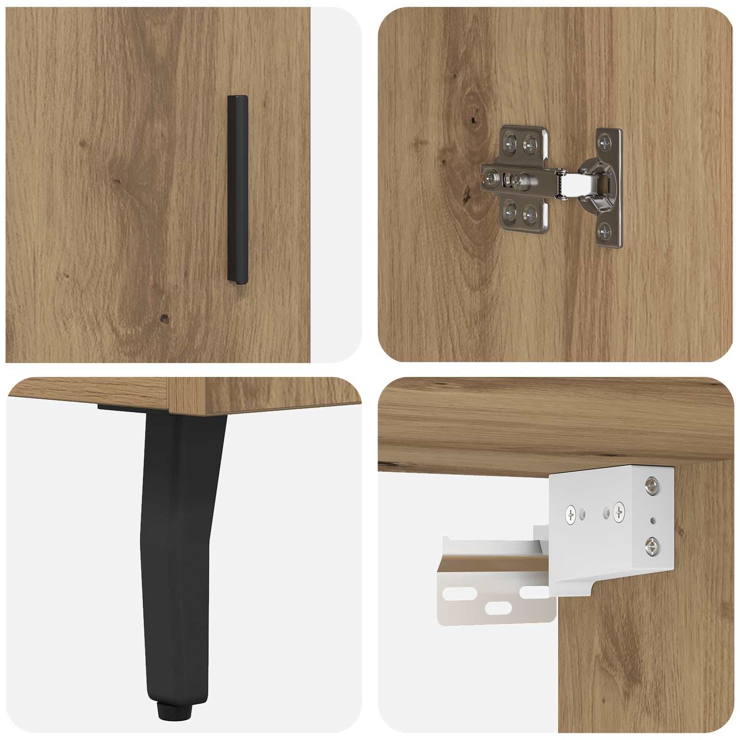 vidaXL Buffet haut chêne artisanal 69,5 x 34 x 180 cm