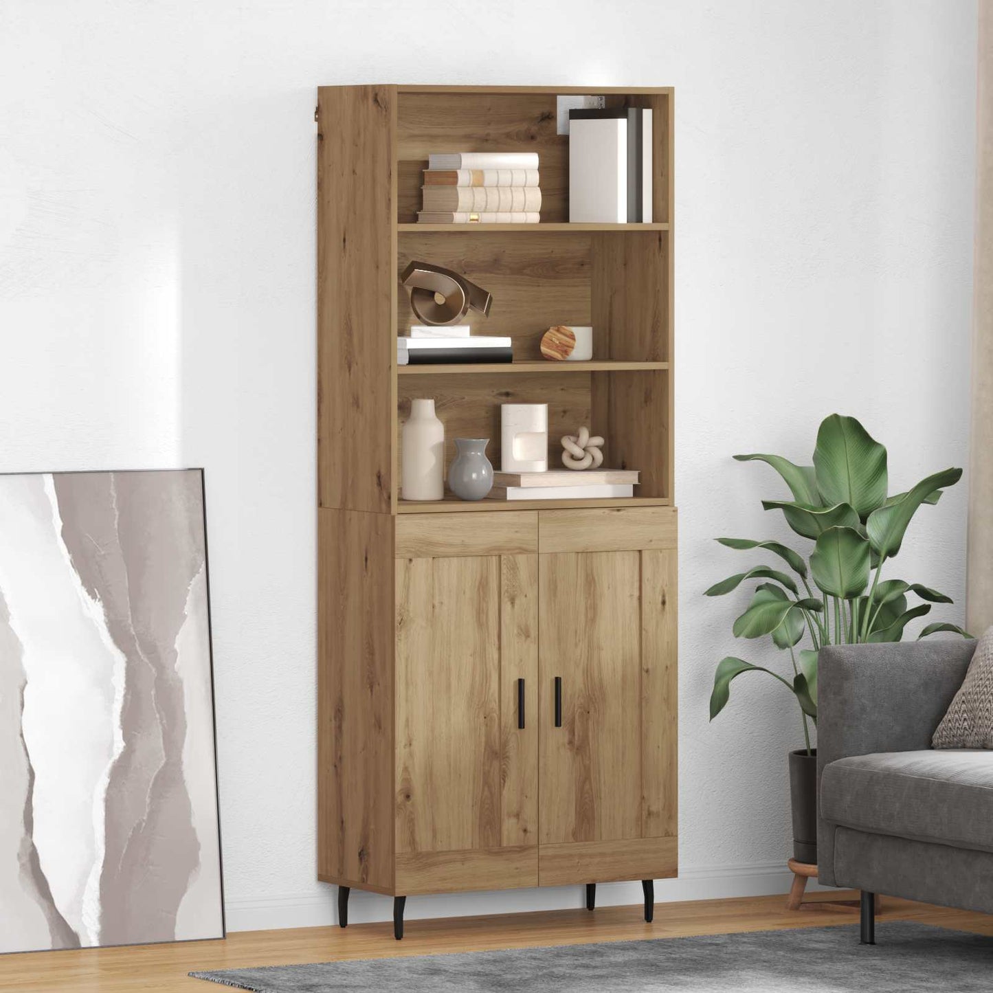 vidaXL Buffet haut chêne artisanal 69,5 x 34 x 180 cm
