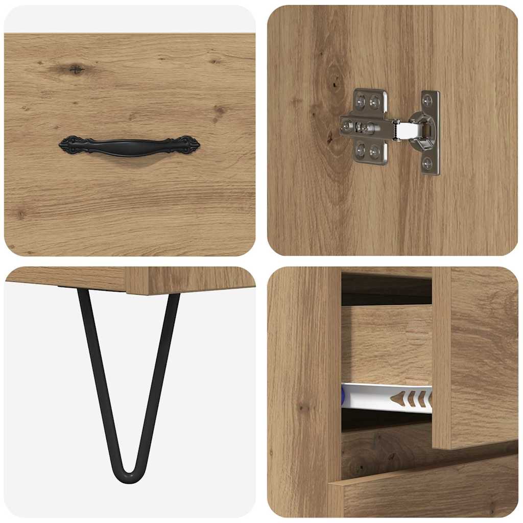 vidaXL Meuble haut 2 pcs Bois d'ingénierie chêne Artisan et verre