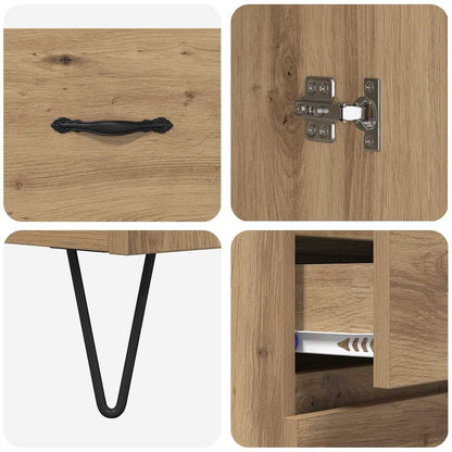 vidaXL Meuble haut 2 pcs Bois d'ingénierie chêne Artisan et verre